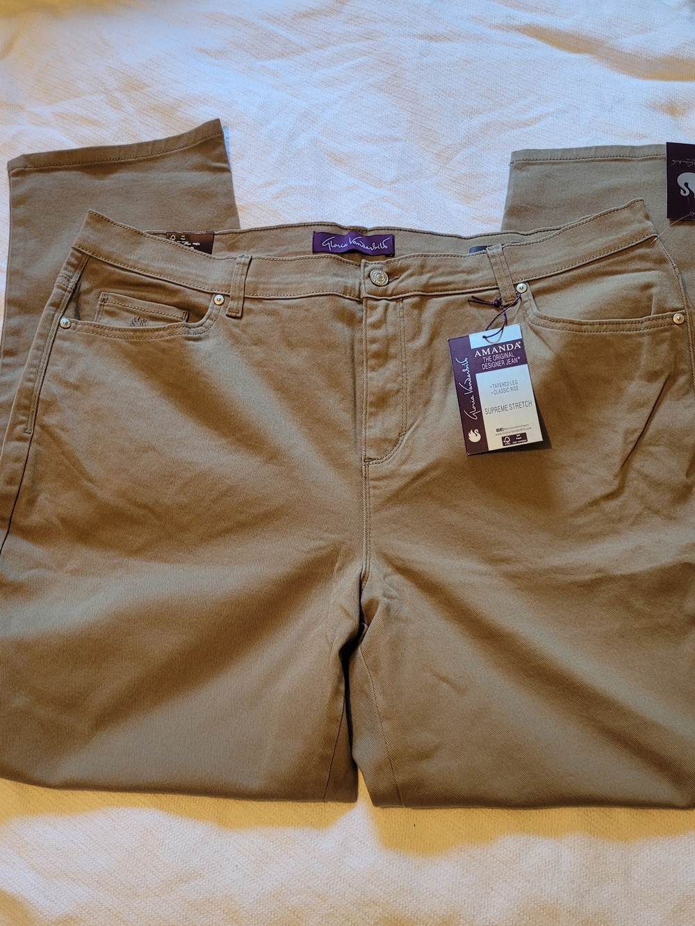 Gloria Vanderbilt Khaki Pants with Purple Logo Tag